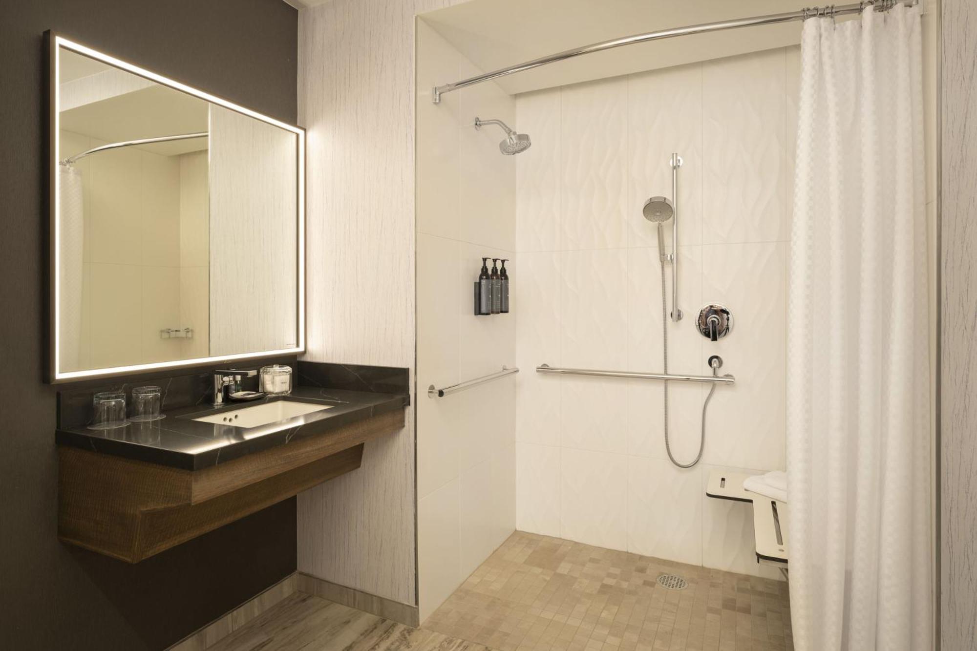 Double Room with Two Double Beds and Roll-n Shower - Mobility and Hearing Accessible